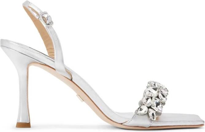 Badgley Mischka Leanna 85mm crystal sandals Silver