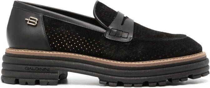 Baldinini bead-detail suede loafers Black