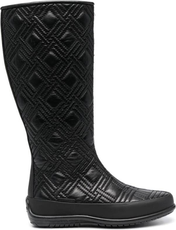 Baldinini diamond-pattern leather boots Black