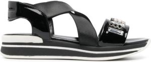 Baldinini elasticated-strap leather sandals Black