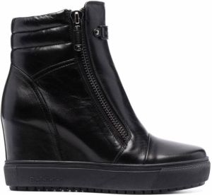Baldinini leather wedge boots Black