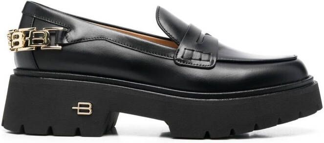 Baldinini logo chain-embellished loafers Black