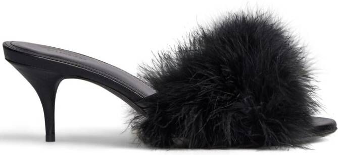 Balenciaga Boudoir 70mm feather mules Black