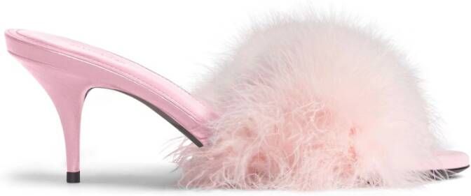 Balenciaga Boudoir 70mm feather mules Pink