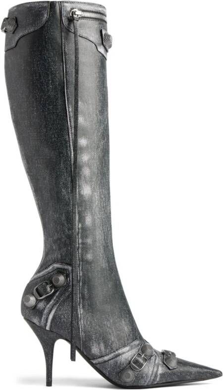 Balenciaga Cagole 90mm studded leather boots Black
