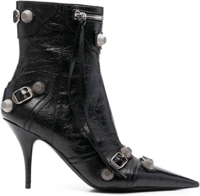 Balenciaga Cagole leather ankle boots Black