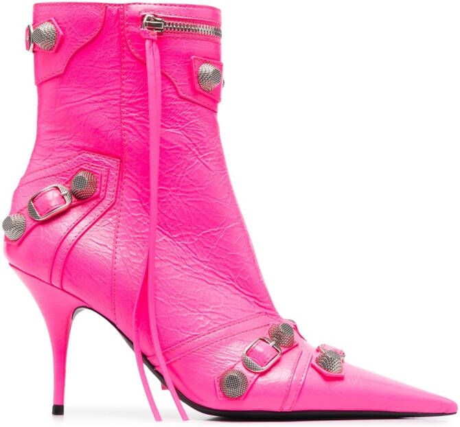 Balenciaga Cagole leather ankle boots Pink