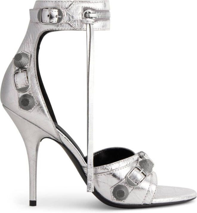 Balenciaga Cagole 110mm metallic-finish sandals Silver