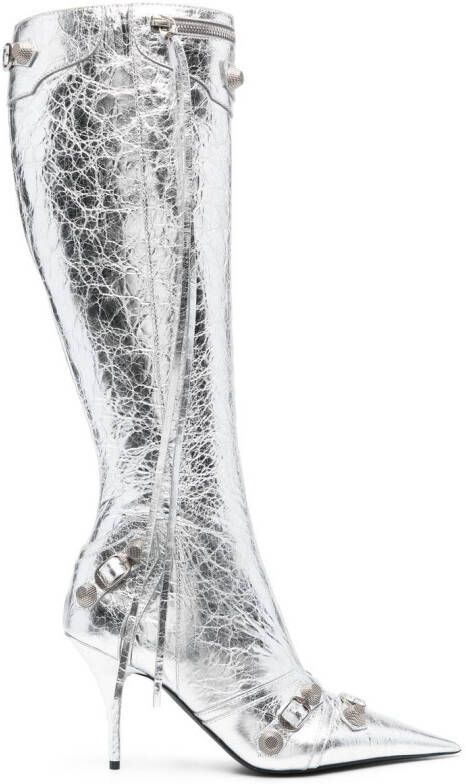 Balenciaga Cagole 90mm pointed-toe boots Silver