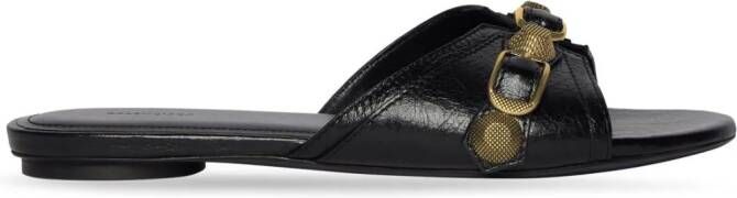 Balenciaga Cagole studded leather sandals Black
