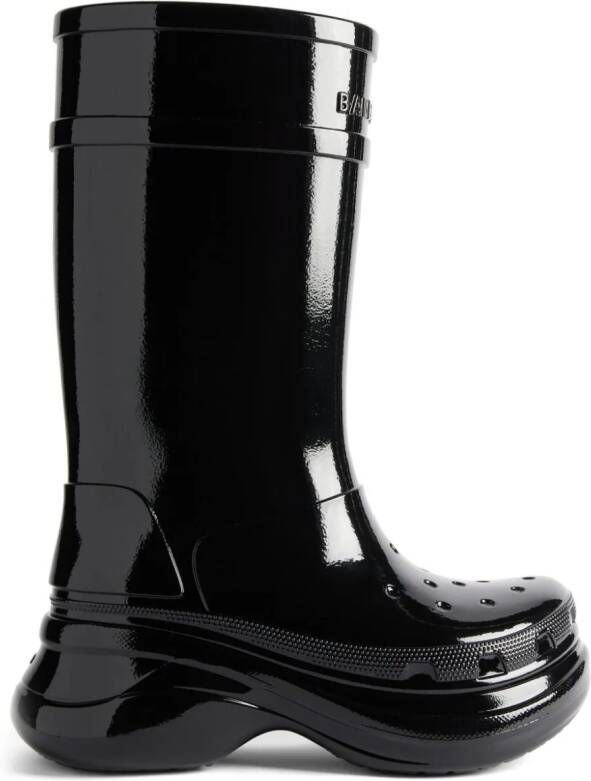 Balenciaga x Crocs patent-finish boots Black