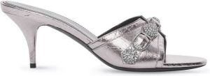 Balenciaga crystal-embellished leather mules Silver