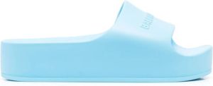 Balenciaga debossed-logo detail slides Blue
