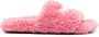 Balenciaga embroidered-logo faux-fur slides Pink - Thumbnail 1