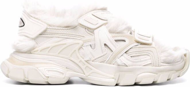 Balenciaga faux-fur Track sandals Neutrals