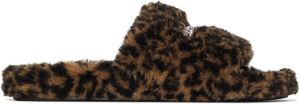Balenciaga Furry leopard print slides Brown