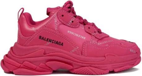 Balenciaga Kids logo-print chunky leather sneakers Pink