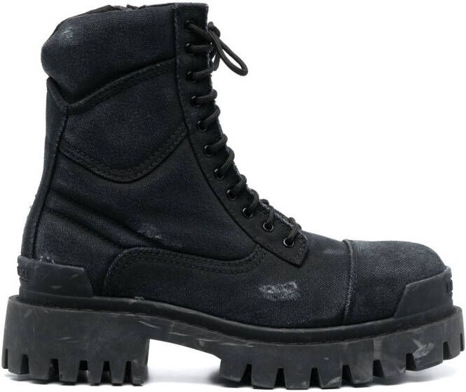 Balenciaga lace-up combat boots Black
