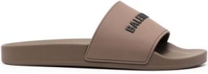 Balenciaga logo-appliqué slides Grey