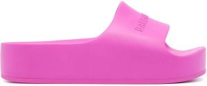 Balenciaga logo-debossed flatform slides Pink