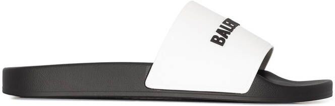 Balenciaga logo-embellished flat slides Black