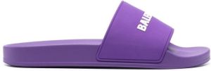 Balenciaga logo-print pool slides Purple