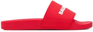 Balenciaga logo-print pool slides Red