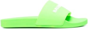Balenciaga logo-print rubber sliders Green
