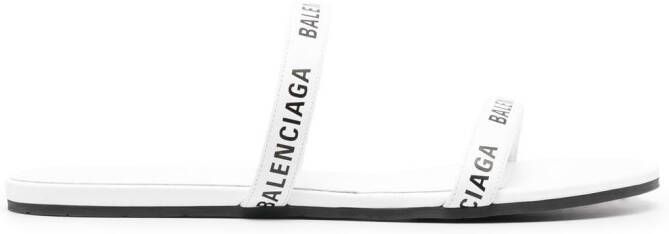 Balenciaga logo-print strappy sandals White