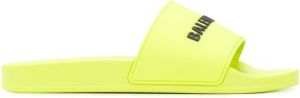 Balenciaga logo slip-on slides Yellow