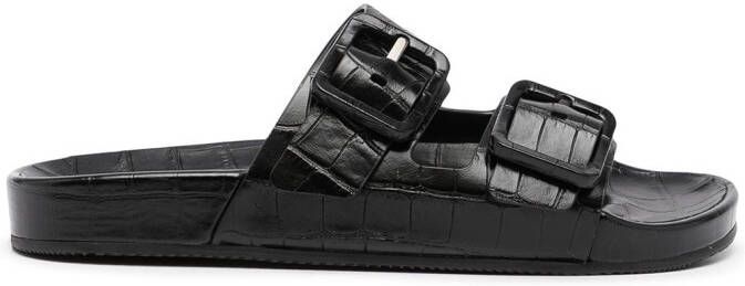 Balenciaga Mallorca crocodile-effect sandals Black