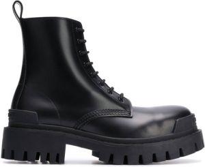 Balenciaga military style ankle boots Black