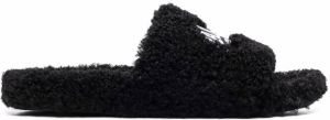 Balenciaga Paris Furry slide sandals Black