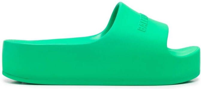 Balenciaga platform slide sandals Green