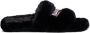 Balenciaga Furry logo-appliqué slides Black - Thumbnail 1