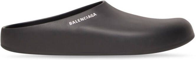 Balenciaga logo-print mules Black