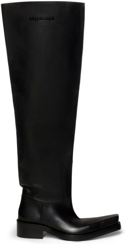 Balenciaga Santiago over-the-knee leather boots Black