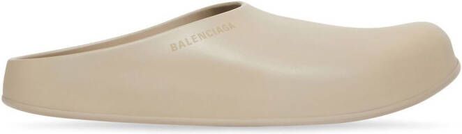 Balenciaga slip-on logo-print slides Neutrals