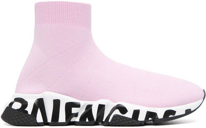 Balenciaga Speed graffiti sock sneakers Pink