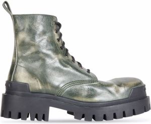 Balenciaga Strike leather lace-up boots Green