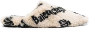 Balenciaga Teddy logo-print mules Neutrals