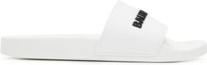 Balenciaga textured logo slides White