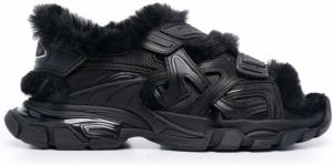 Balenciaga Track faux-fur touch-strap sandals Black