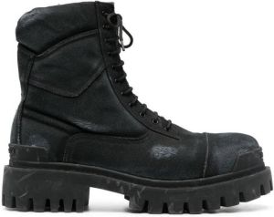 Balenciaga worn-effect combat boots Black