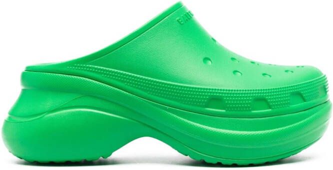 Balenciaga x Crocs logo-embossed platform mules Green