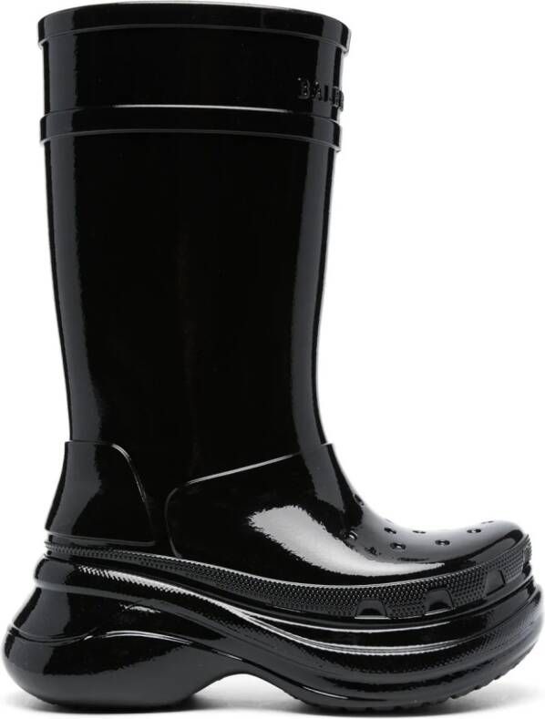 Balenciaga x Crocs patent-finish boots Black