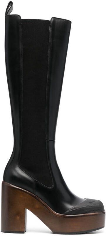 Bally 120mm leather platform boots Black