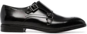 Bally almond-toe leather monk shoes Black