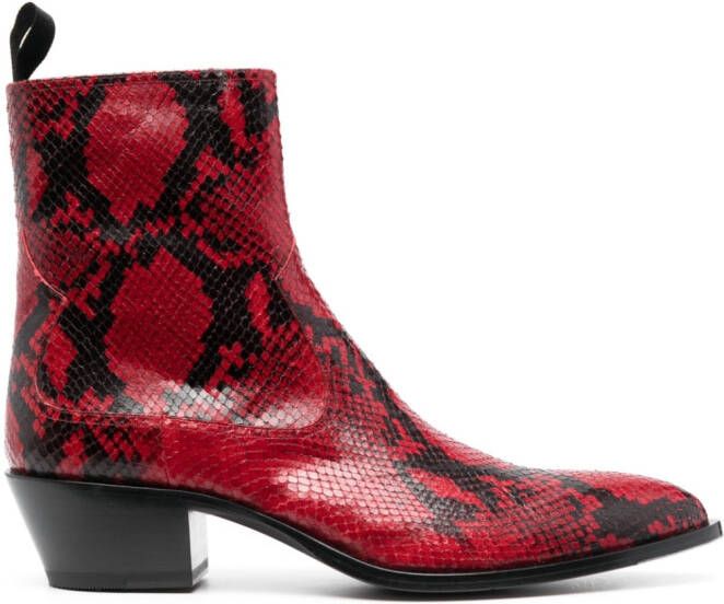Bally animal-print leather boots Red