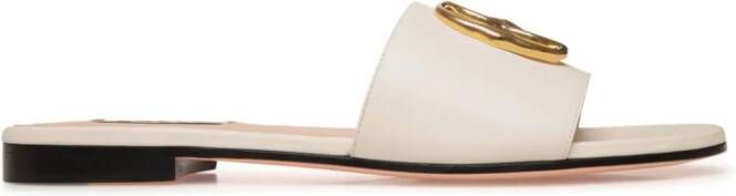 Bally emblem flat leather sandals Neutrals